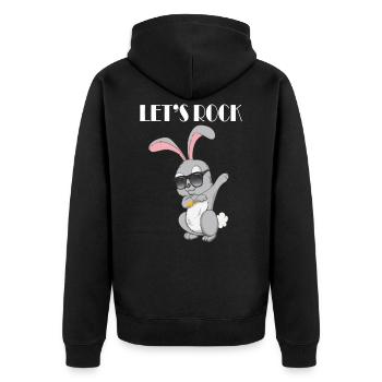 Dabbing Osterhase Ostern Let´s Rock Hase Tanzen - Unisex Premium Bio Zip Hoodie - Schwarz - Hinten - Nico (187cm)