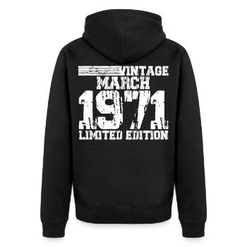 Mars 1971 50e anniversaire - Veste à capuche bio Premium Unisexe - noir - Dos - Nico (187cm)
