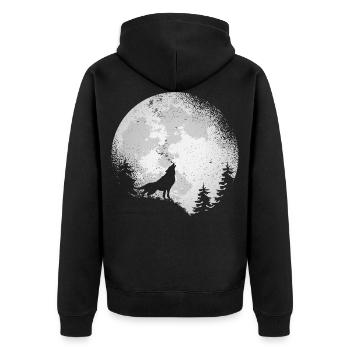 Wolf Conservation Predators Nature Full Moon Forest - Unisex Premium Organic Zip Hoodie - black - Back - Nico (187cm)
