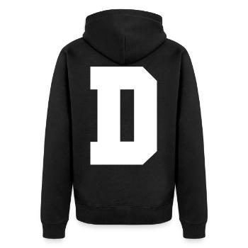 Letter D - Unisex Premium Organic Zip Hoodie - black - Back - Nico (187cm)
