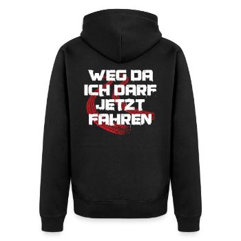 Führerschein Bestanden Fahrschüler Führerschein - Unisex Premium Bio Zip Hoodie - Schwarz - Hinten - Nico (187cm)