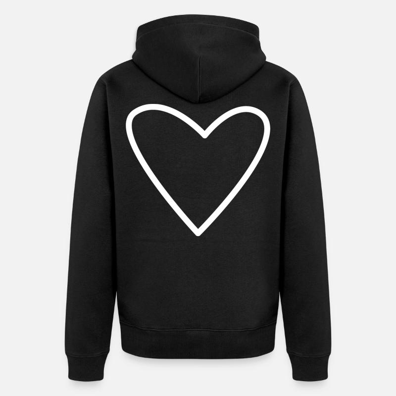 Weißes Herz - Unisex Premium Bio Zip Hoodie - Schwarz