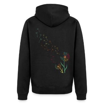 Pusteblume Dandelion - Unisex Premium Organic Zip Hoodie - black - Back - Nico (187cm)