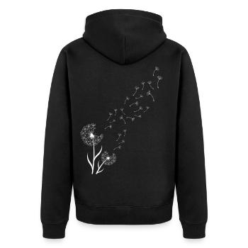 Pusteblume - Unisex Premium Bio Zip Hoodie - Schwarz - Hinten - Nico (187cm)