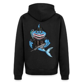 Fighting Swimmer Swimmer Diver Soldier Seals - Unisex Premium Organic Zip Hoodie - black - Back - Nico (187cm)
