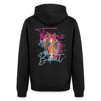 Pferd Bride Junggesellinnenabschied Team Braut - Unisex Premium Bio Zip Hoodie - Schwarz - Hinten - Nico (187cm)