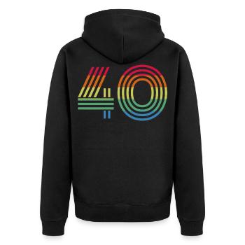 Number 40 - Unisex Premium Organic Zip Hoodie - black - Back - Nico (187cm)