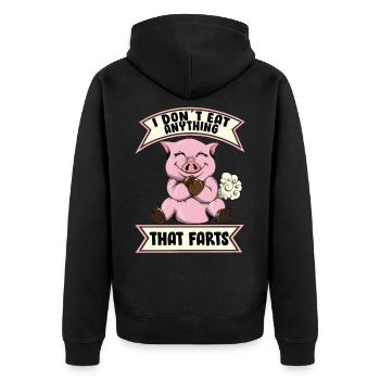 I dont eat Anything that Farts Cochon Vegan - Veste à capuche bio Premium Unisexe - noir - Dos - Nico (187cm)