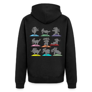 Yoga Pose Sport Elephant Funny Humorous Gift - Unisex Premium Organic Zip Hoodie - black - Back - Nico (187cm)