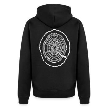 Holzscheibe Baum Rinde - Unisex Premium Bio Zip Hoodie - Schwarz - Hinten - Nico (187cm)