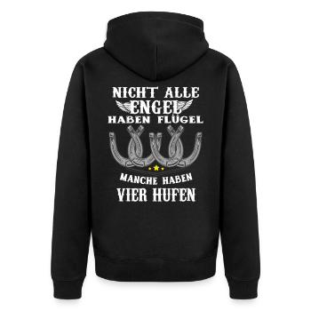 Alle Engel haben Hufen Reiter Fan Pferdeliebhaber - Unisex Premium Bio Zip Hoodie - Schwarz - Hinten - Nico (187cm)