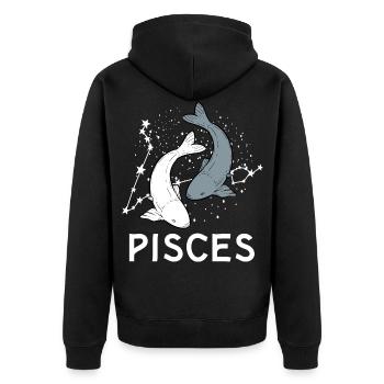 Sternzeichen Fische - Unisex Premium Bio Zip Hoodie - Schwarz - Hinten - Nico (187cm)