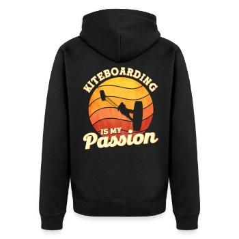 Kiteboarder Kiteboarding Kitesurfen - Unisex Premium Bio Zip Hoodie - Schwarz - Hinten - Nico (187cm)