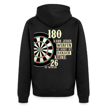 180 kann jeder werfen Dartscheibe Teamplayer Dart - Unisex Premium Bio Zip Hoodie - Schwarz - Hinten - Nico (187cm)
