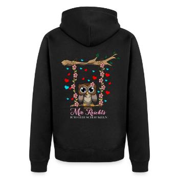 Eulen Liebhaber Mir reichts ich geh Schaukeln Owl - Unisex Premium Bio Zip Hoodie - Schwarz - Hinten - Nico (187cm)