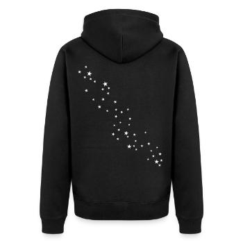 Sterne - Unisex Premium Bio Zip Hoodie - Schwarz - Hinten - Nico (187cm)