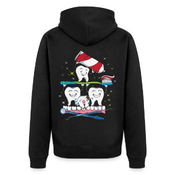 Zahnarzt Zahnarztpraxis Zähne putzen Zahnpasta - Unisex Premium Bio Zip Hoodie - Schwarz - Hinten - Nico (187cm)