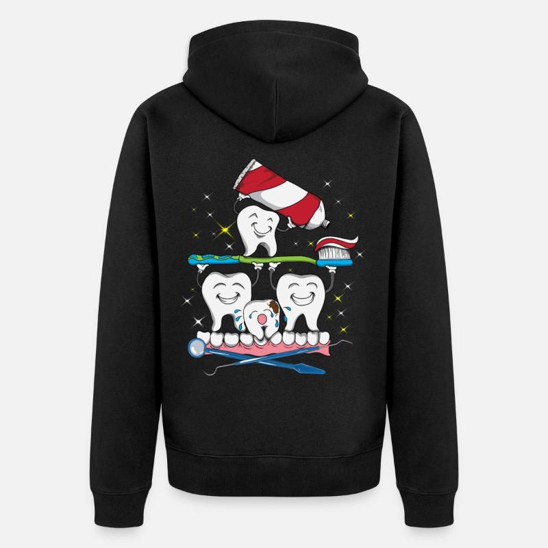 Dentist's office brushing teeth toothpaste - Unisex Premium Organic Zip Hoodie - black