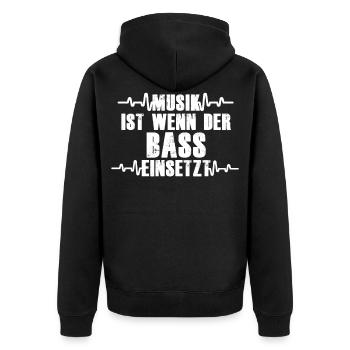 Bassist Geschenk - Unisex Premium Bio Zip Hoodie - Schwarz - Hinten - Nico (187cm)