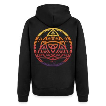 Vegvisir Futhark Runen, Viking Symbol, Vintage - Unisex Premium Bio Zip Hoodie - Schwarz - Hinten - Nico (187cm)