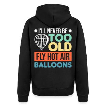 Ballon Ballonfahrer Heißluftballon - Unisex Premium Bio Zip Hoodie - Schwarz - Hinten - Nico (187cm)