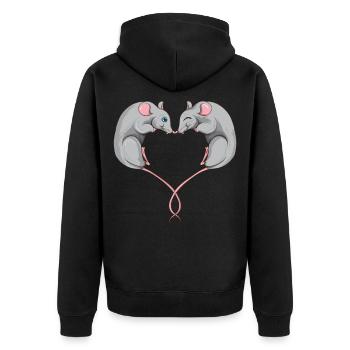 Rat rat coeur coeur animaux fan amant - Veste à capuche bio Premium Unisexe - noir - Dos - Nico (187cm)