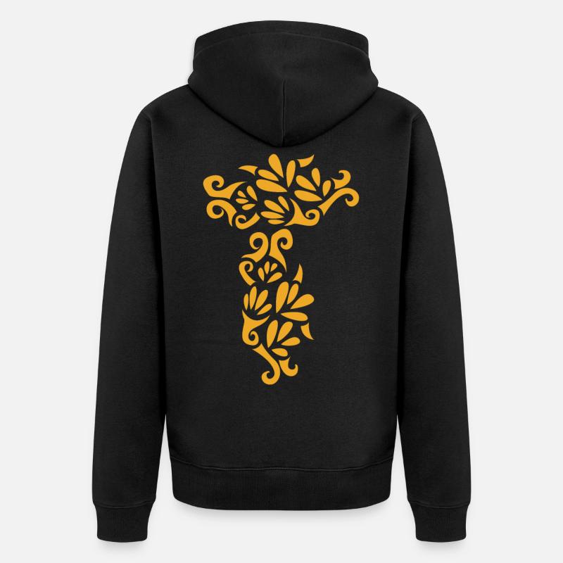 Abstrait Rose Jaune - Veste à capuche bio Premium Unisexe - noir
