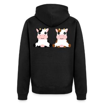 Kuh - Baby - Kalb - Kinder - Unisex Premium Bio Zip Hoodie - Schwarz - Hinten - Nico (187cm)