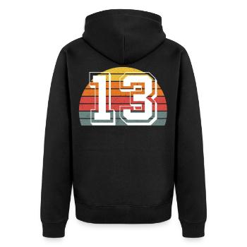 13 - Unisex Premium Organic Zip Hoodie - black - Back - Nico (187cm)