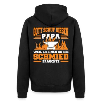 Waffenschmied Hufschmied Schmied - Unisex Premium Bio Zip Hoodie - Schwarz - Hinten - Nico (187cm)
