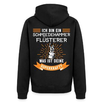 Schmiedekunst Waffenschmied Schmied - Unisex Premium Bio Zip Hoodie - Schwarz - Hinten - Nico (187cm)