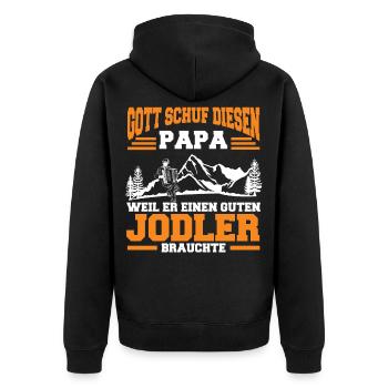 Jodler Jodelmusik Jodeln - Unisex Premium Bio Zip Hoodie - Schwarz - Hinten - Nico (187cm)