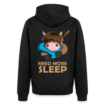Need more Sleep Scottish Highland Cattle Cow - Unisex Premium Organic Zip Hoodie - black - Back - Nico (187cm)