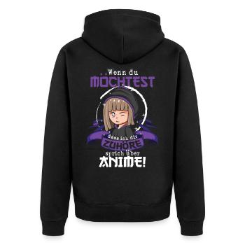 Super Anime schauen Spruch, Anime Geschenk - Unisex Premium Bio Zip Hoodie - Schwarz - Hinten - Nico (187cm)