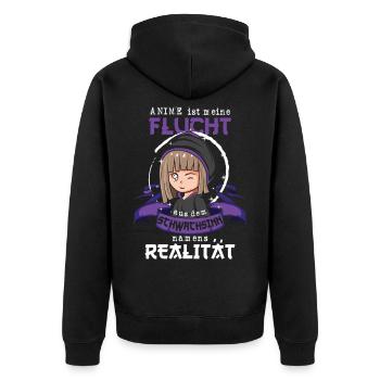 Netter Anime schauen Spruch, Anime Geschenk - Unisex Premium Bio Zip Hoodie - Schwarz - Hinten - Nico (187cm)