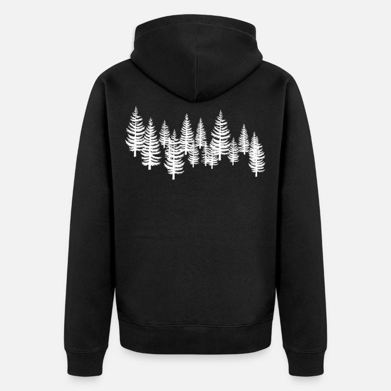 Weiß -Baum -Bäume - Unisex Premium Bio Zip Hoodie - Schwarz
