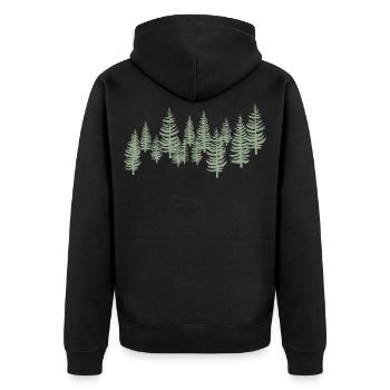 Tree Trees - Forest - Unisex Premium Organic Zip Hoodie - black - Back - Nico (187cm)