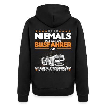 Bus Fahren Busfahren Busfahrer - Unisex Premium Bio Zip Hoodie - Schwarz - Hinten - Nico (187cm)