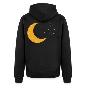 moon - Unisex Premium Organic Zip Hoodie - black - Back - Nico (187cm)
