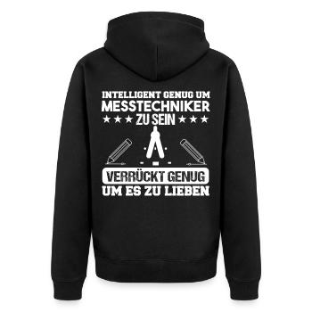 Messtechniker Maschinenbau Messtechnik - Unisex Premium Bio Zip Hoodie - Schwarz - Hinten - Nico (187cm)