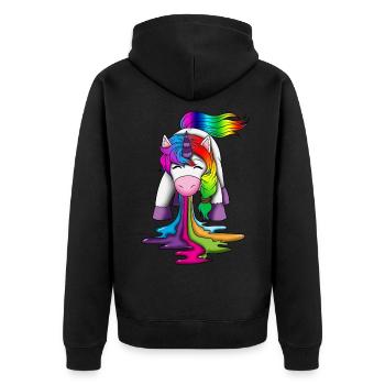 Licorne vomit créatures mythiques arc-en-ciel - Veste à capuche bio Premium Unisexe - noir - Dos - Nico (187cm)
