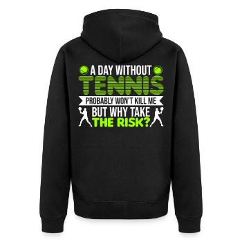 Tennisspiel Tennisspieler Tennis - Unisex Premium Bio Zip Hoodie - Schwarz - Hinten - Nico (187cm)