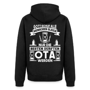 Operationstechnische Assistentin Spruch Geschenk - Unisex Premium Bio Zip Hoodie - Schwarz - Hinten - Nico (187cm)