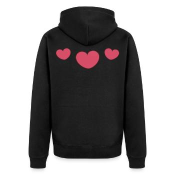 3 Herzen - Unisex Premium Bio Zip Hoodie - Schwarz - Hinten - Nico (187cm)