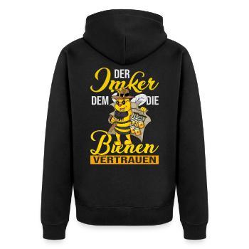 Imker Bienen Imkerei Bienenzucht Nektar Honig Fan - Unisex Premium Bio Zip Hoodie - Schwarz - Hinten - Nico (187cm)