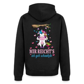 Einhorn Liebhaber Mir reichts ich geh Schaukeln - Unisex Premium Bio Zip Hoodie - Schwarz - Hinten - Nico (187cm)