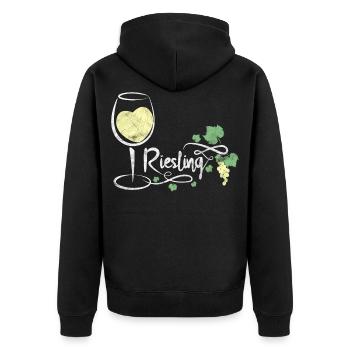 Riesling Rotwein trinken Wein trinken Spruch - Unisex Premium Bio Zip Hoodie - Schwarz - Hinten - Nico (187cm)