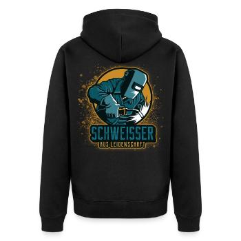 Schweißer schweissen Geschenk Schlosserei Stahlbau - Unisex Premium Bio Zip Hoodie - Schwarz - Hinten - Nico (187cm)