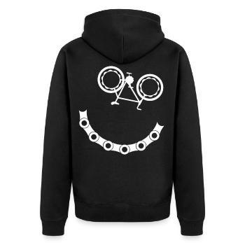 Image drôle Avec le visage de vélo - Veste à capuche bio Premium Unisexe - noir - Dos - Nico (187cm)