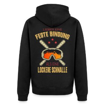 Lieber eine feste Bindung Skilehrer Ski Spruch - Unisex Premium Bio Zip Hoodie - Schwarz - Hinten - Nico (187cm)